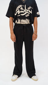 Black Pleated Flared Trousers