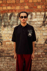 Hand Woven Bleeding Eyes Polo – Black
