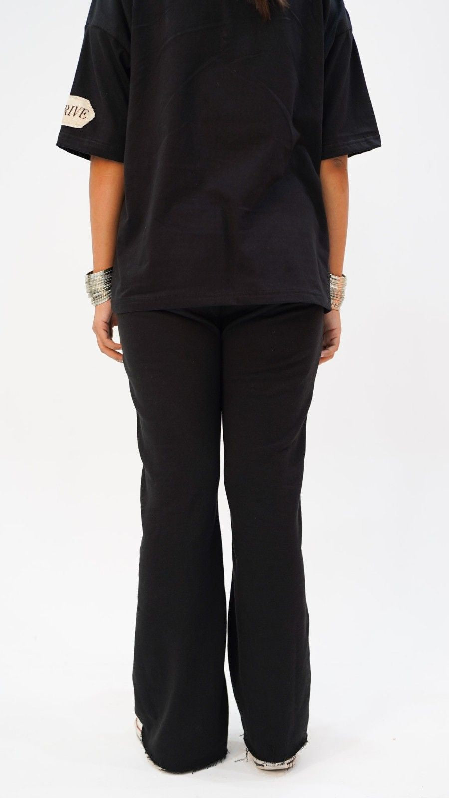 Black Pleated Flared Trousers
