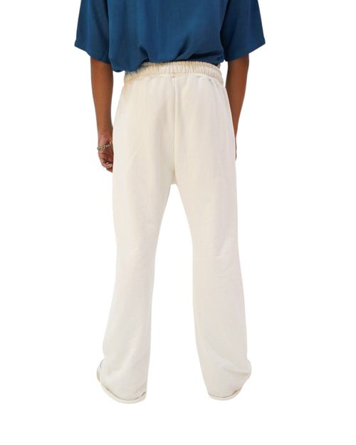 Cream Pleated Flared Trousers