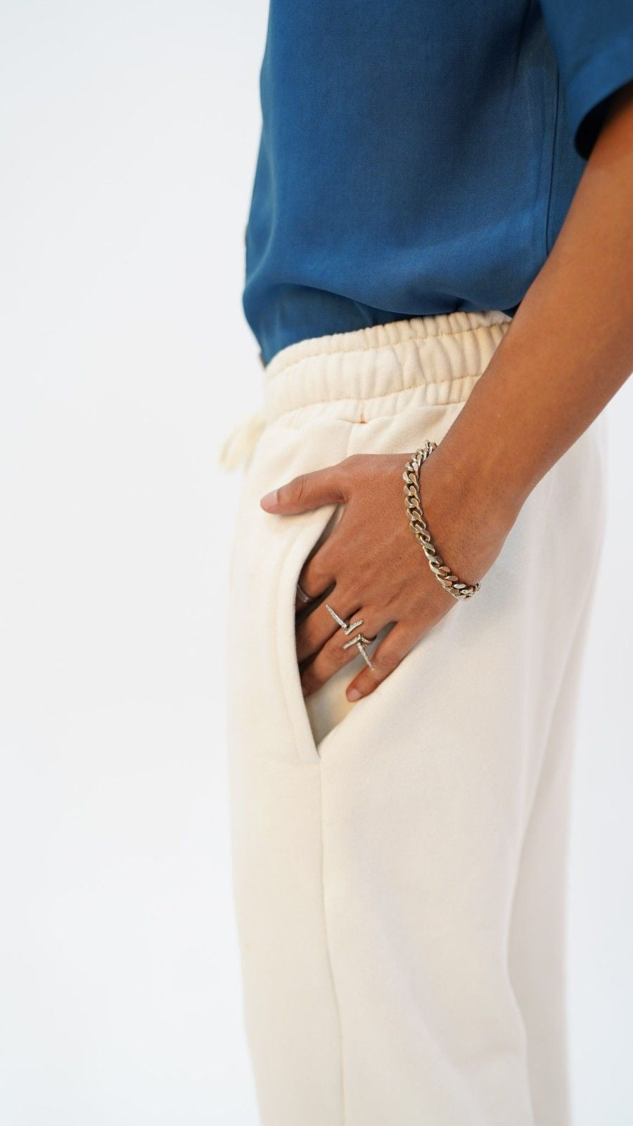 Cream Pleated Trousers