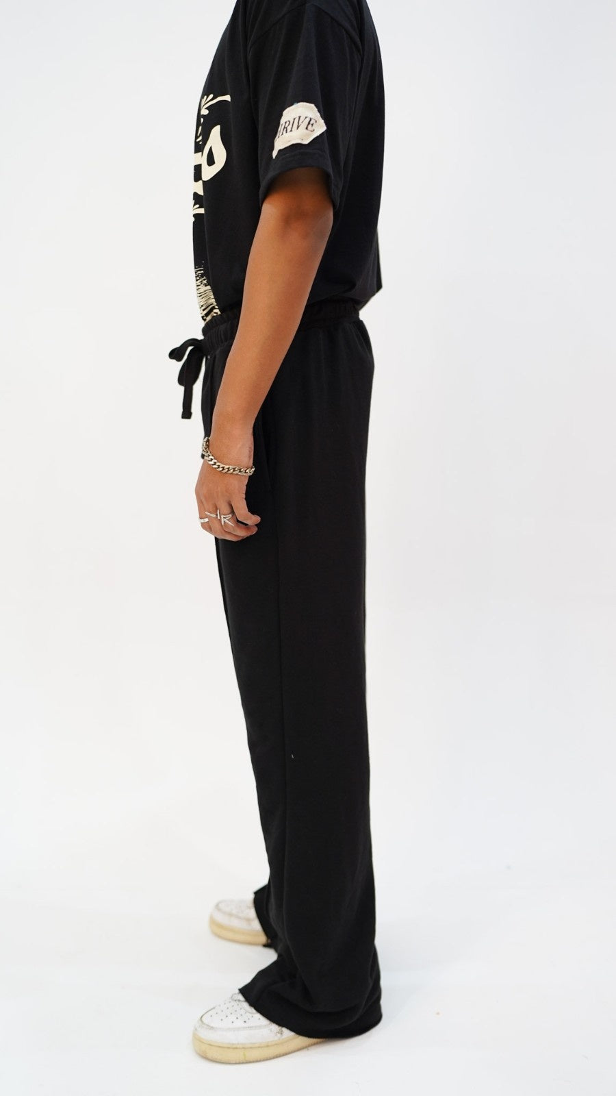 Black Pleated Flared Trousers