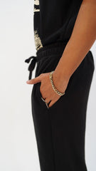 Black Pleated Flared Trousers