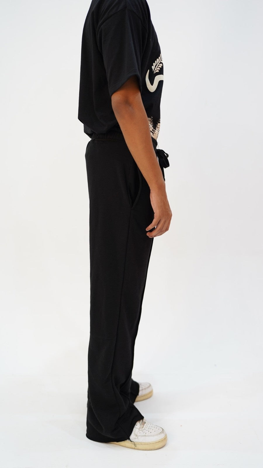 Black Pleated Flared Trousers