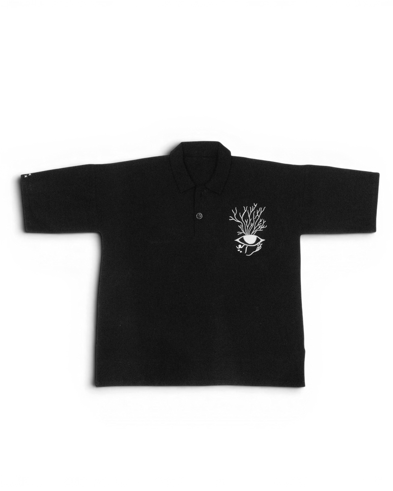 Hand Woven Bleeding Eyes Polo – Black