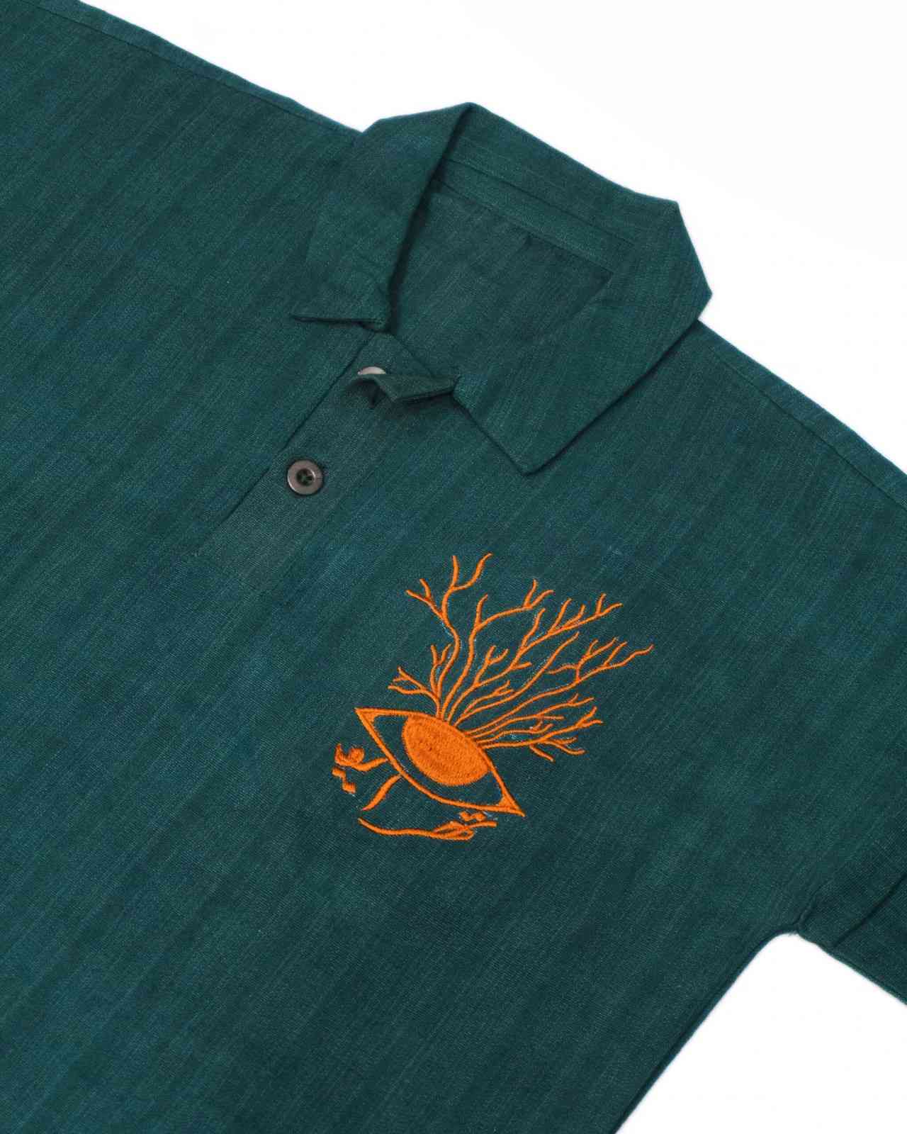 Hand Woven Bleeding Eyes Polo – Teal