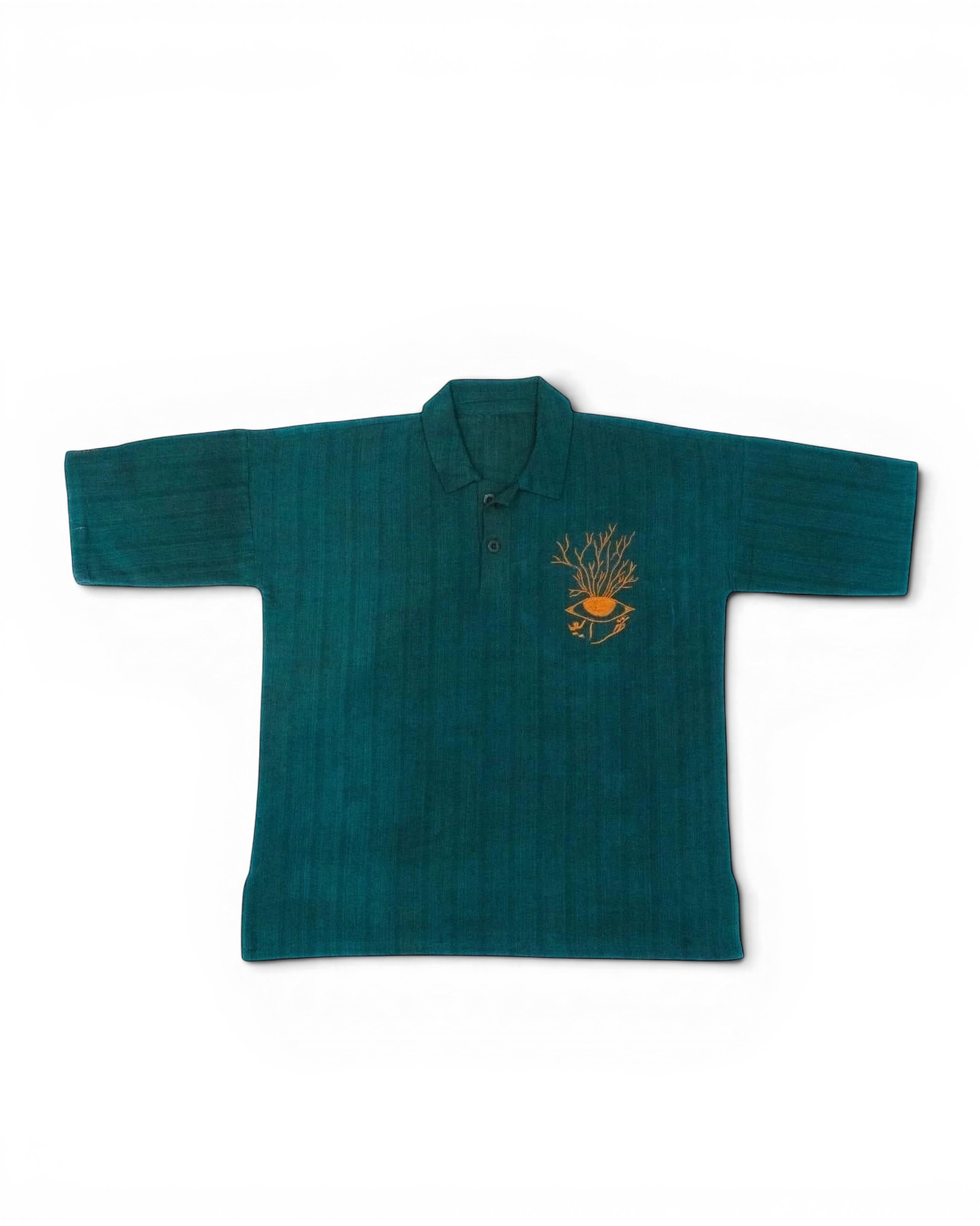 Hand Woven Bleeding Eyes Polo – Teal