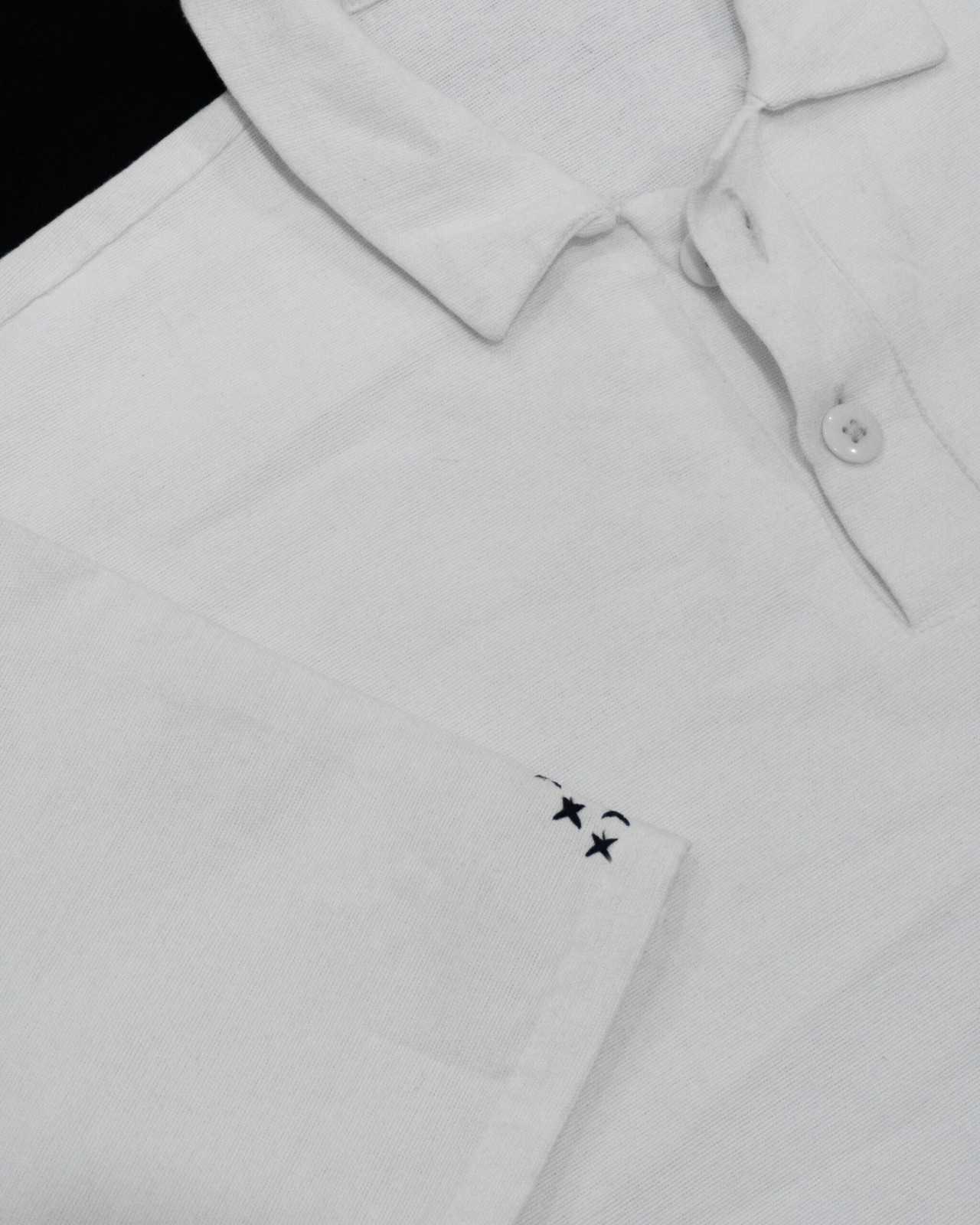 Hand Woven Bleeding Eyes Polo – White