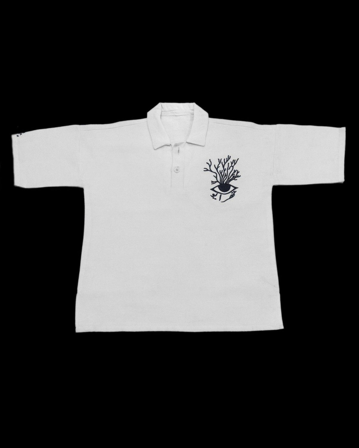 Hand Woven Bleeding Eyes Polo – White